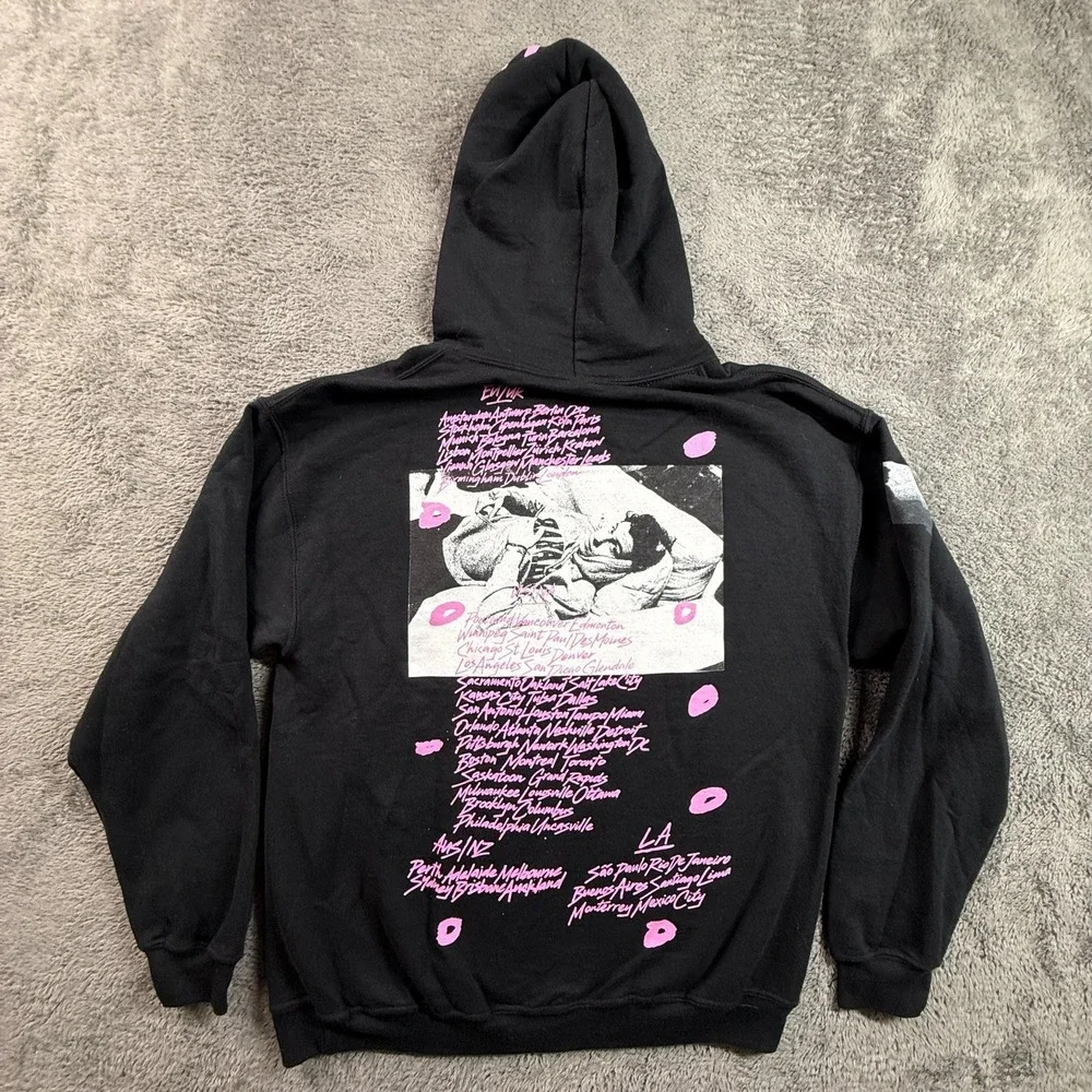 Shawn Mendes The Tour Hoodie M Black Pink Fleece Pullover Concert Merch Youth